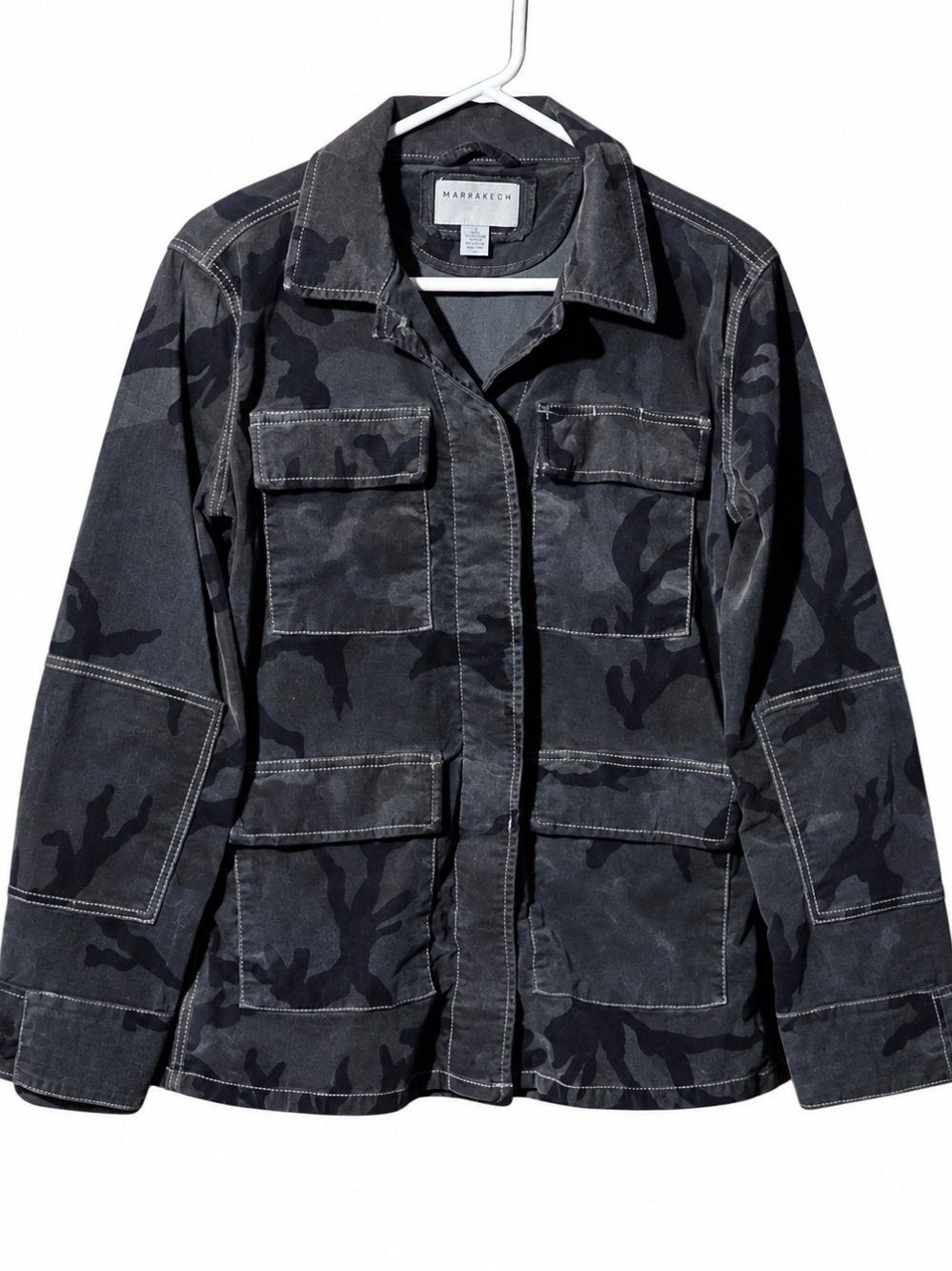 Marrakech Women's Black Camo Utility Shirt Jacket